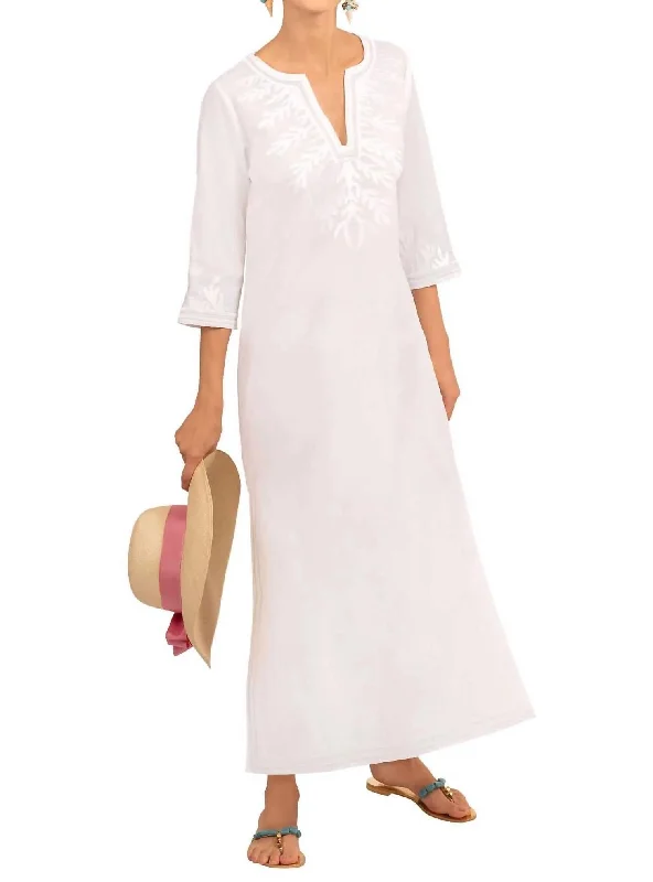 Women's V-Back DressesReef Caftan Dress In White