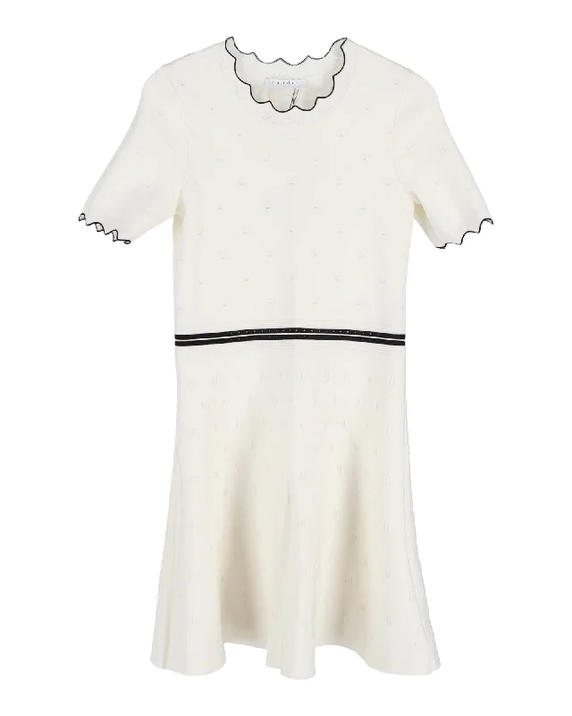 Women's Short-Sleeve DressesSandro Knit Nipped in Waist Dress in Cream Viscose