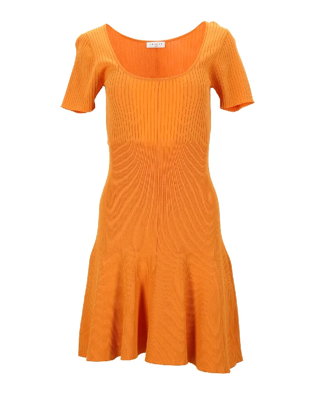 Women's V-Back DressesSandro Paris Rib Knit Dress in Orange Viscose