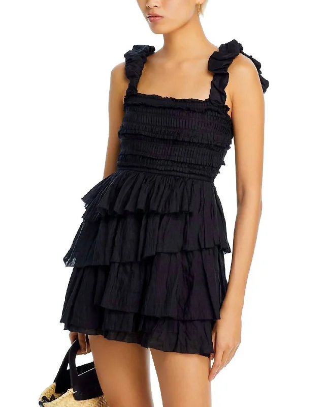 Women's Cold-Shoulder DressesSleeveless Tiered Dress In Black