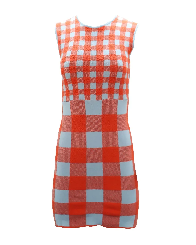 Women's Cold-Shoulder DressesStaud Chili Gingham Dress in Viscose Orange Print