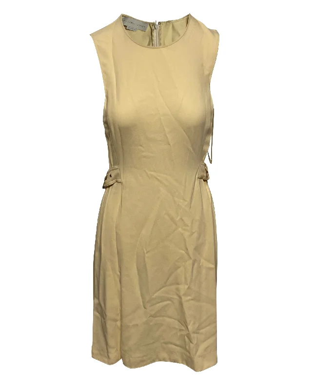 Women's V-Shaped-Neck DressesStella McCartney Sleeveless Belted Sheath Dress in Yellow Rayon