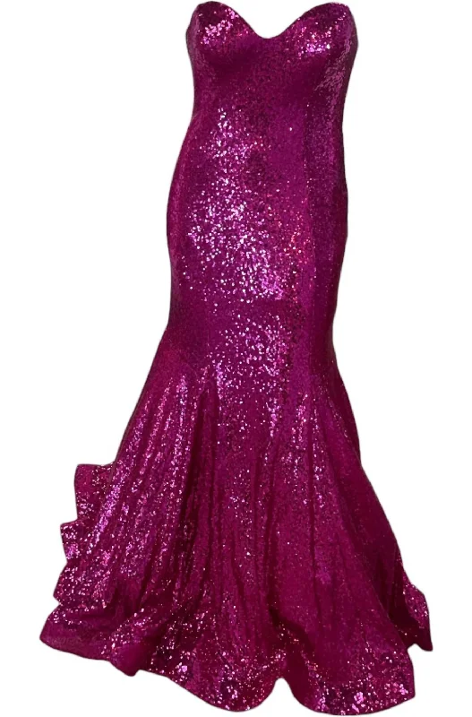 Women's Collarless DressesSweetheart Mermaid Dress In Fuchsia