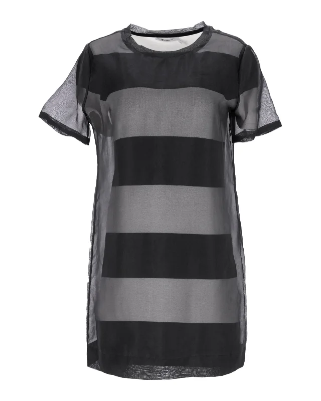 Women's Sweetheart-Neck DressesT by Alexander Wang Shift Dress in Black Silk