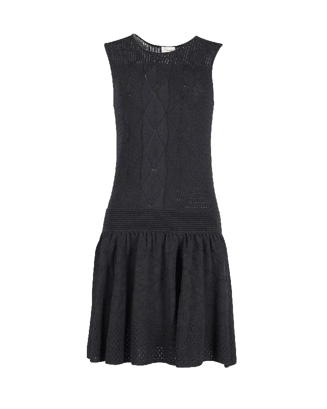 Women's Sweetheart Collar DressesTemperley London Acacia Knit Dress in Black Viscose