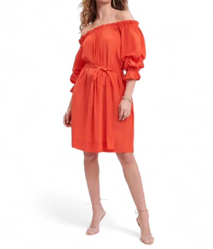 Women's V-Shaped Collar DressesTulum Ruffle Dress In Orange