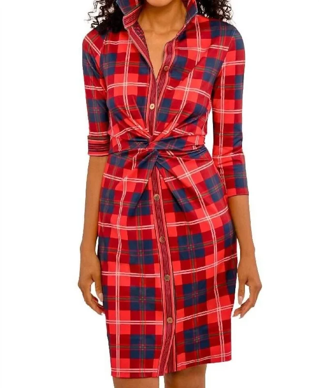 Women's Turtleneck DressesTwist & Shout Dress In Middleton Plaid Red