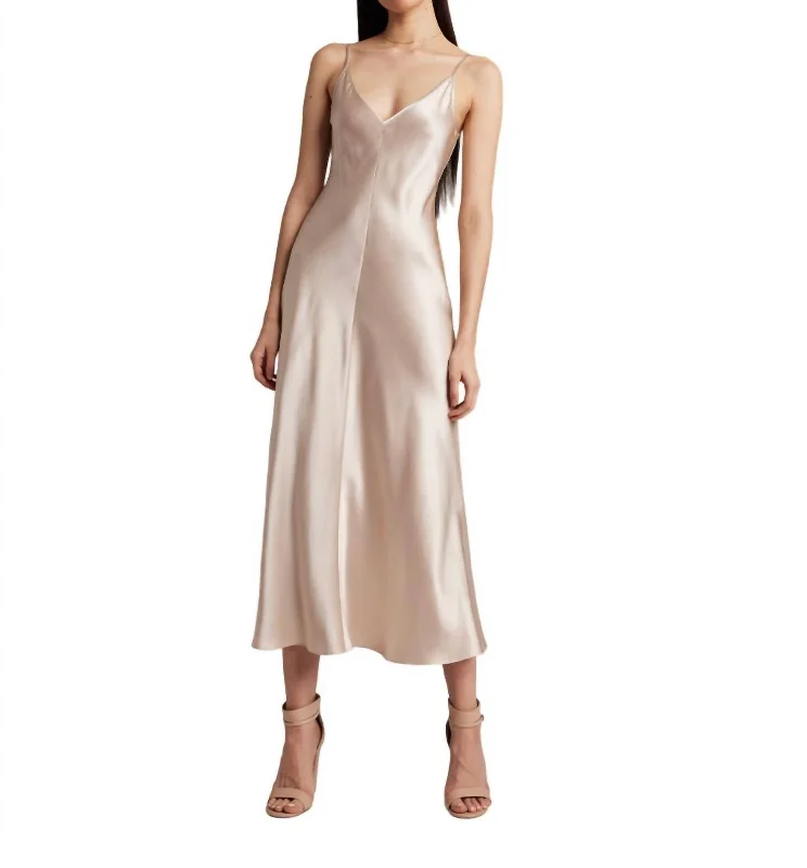 Women's Collarless DressesV-Neck Slip Dress In Bone