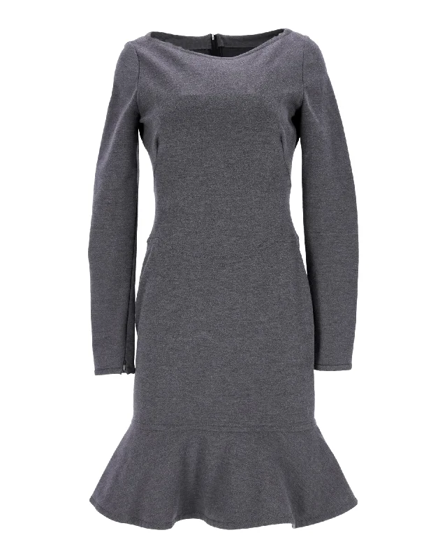 Women's Keyhole-Back DressesValentino Flared Hem Dress in Grey Wool