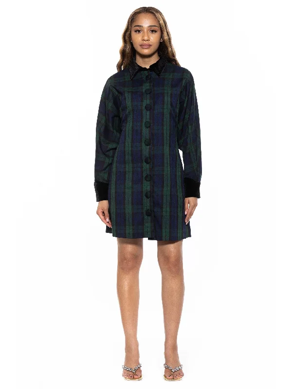  Women's A-Line DressesVelvette Plaid Dress