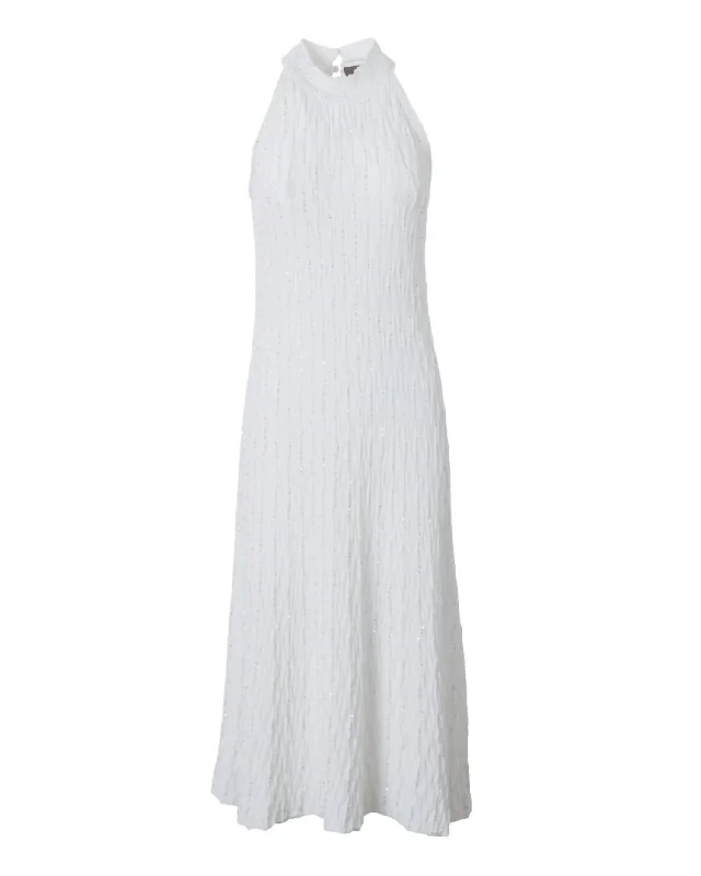 Women's Strapless DressesWomen's High Neck Paillette Tank Dress In White