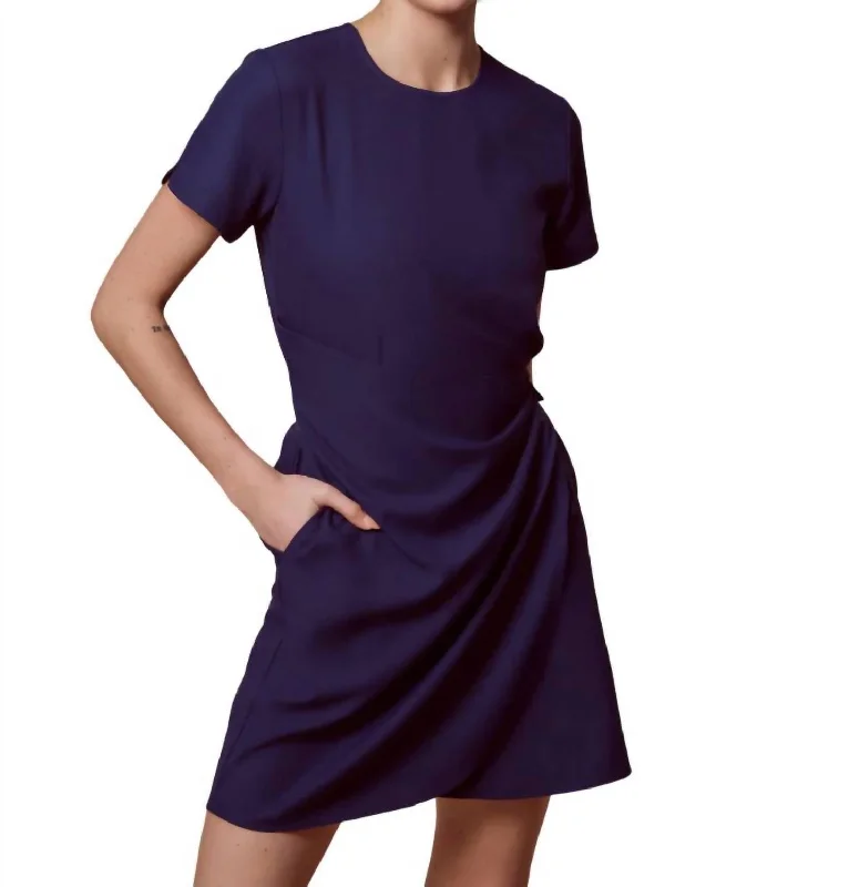 Women's Narrow Collar DressesWrap Dress In Dress Blues