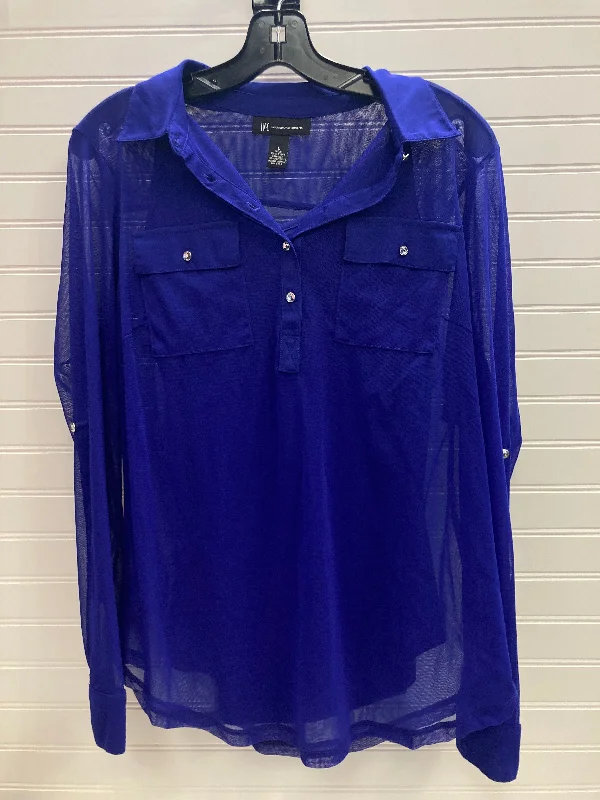 Women's Blouse with Narrow CollarTop 2pc Long Sleeve By Inc  Size: L