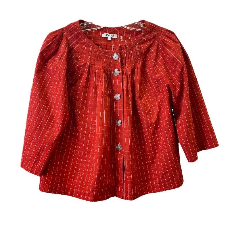 Women's Blouse with Peter Pan CollarTop 3/4 Sleeve Basic By Madewell  Size: Xs