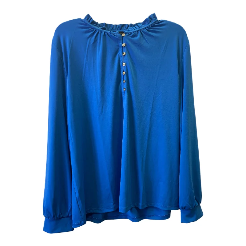 Women's Blouse with Rounded CollarTop Long Sleeve By Ann Taylor  Size: L