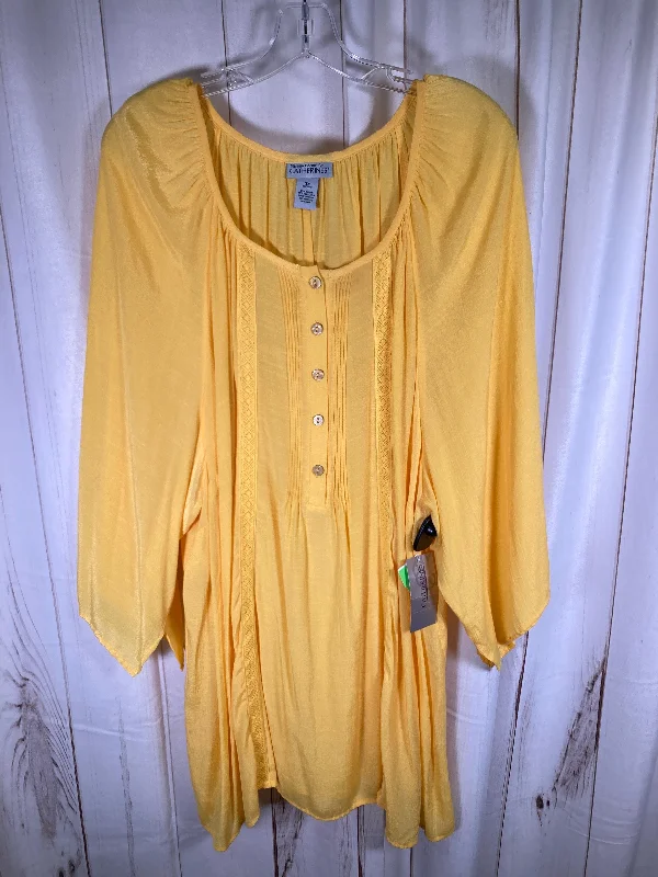 Women's Blouse with Mandarin CollarTunic 3/4 Sleeve By Catherines  Size: 3x