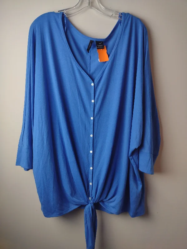 Women's Blouse with Low CollarTop 3/4 Sleeve By New Directions  Size: 3x