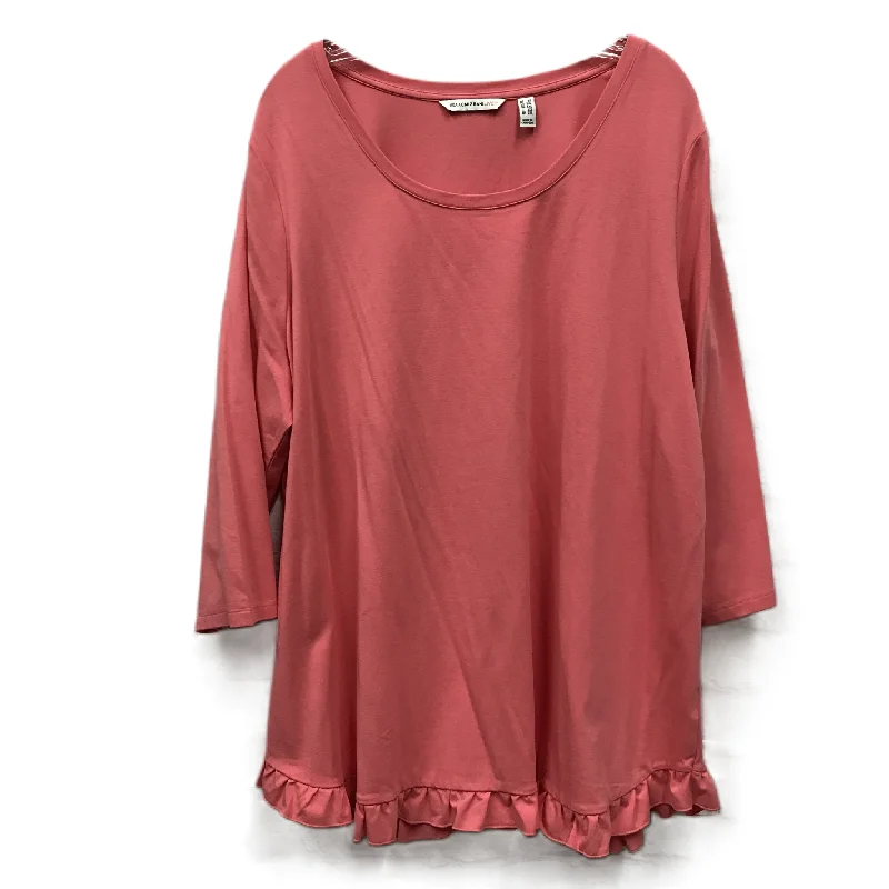 Women's Blouse with Shirt CollarTop Long Sleeve Basic By Isaac Mizrahi Live Qvc  Size: 2x