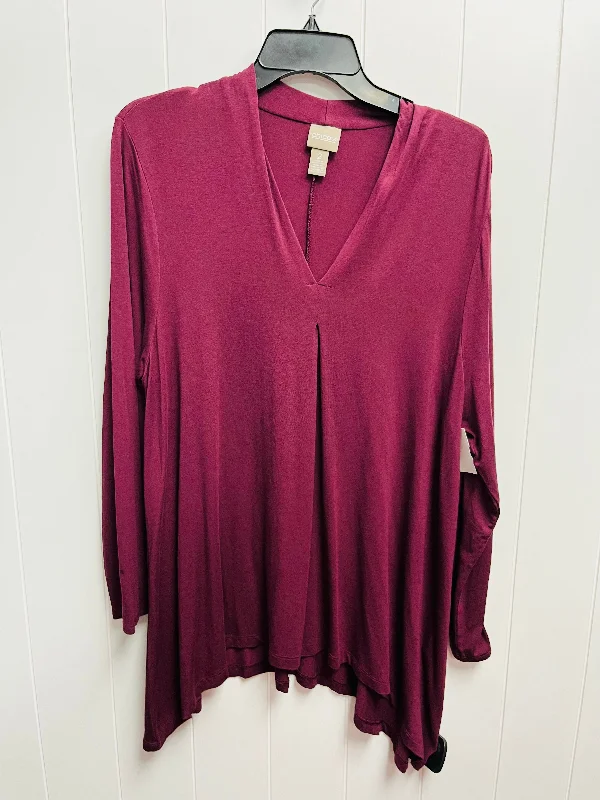 Women's Blouse with Notched CollarTop Long Sleeve By Chicos O  Size: L