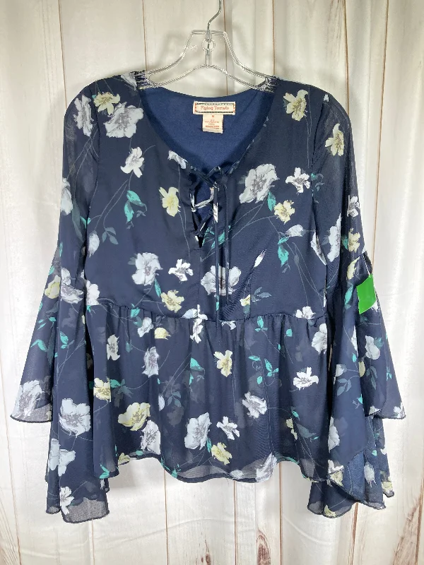 Women's Blouse with Shawl CollarTop Long Sleeve By Flying Tomato  Size: M