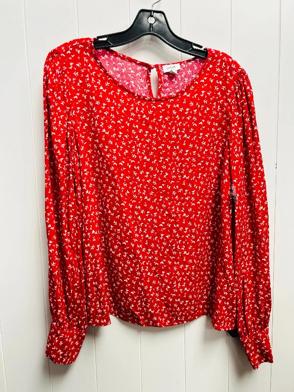 Women's Blouse with Square CollarTop Long Sleeve By J Crew O  Size: L