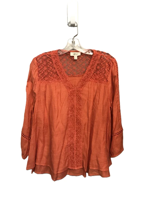 Women's Blouse with V-Shaped CollarTop Long Sleeve By Style And Company  Size: S